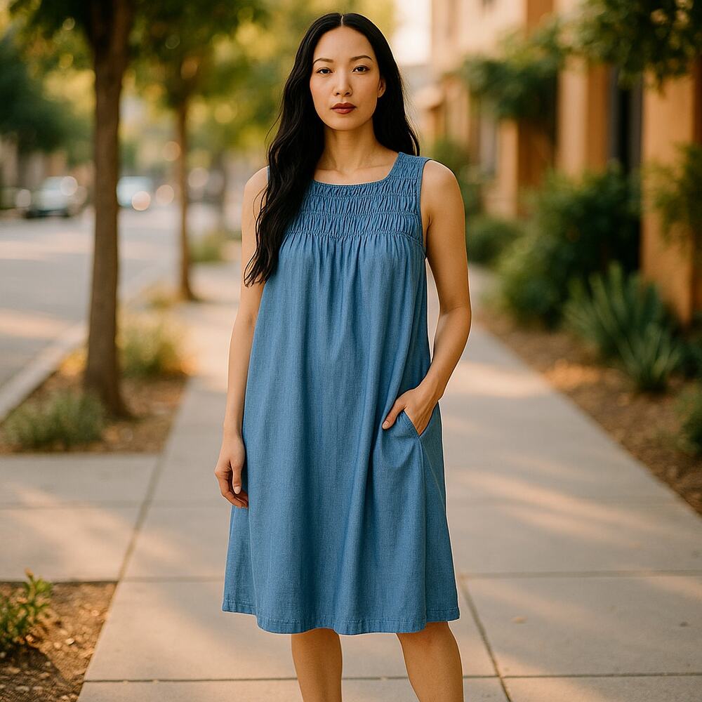 Alpha60 Mini Denim Dress Size XS Sleeveless 100% Cotton Pullover Style